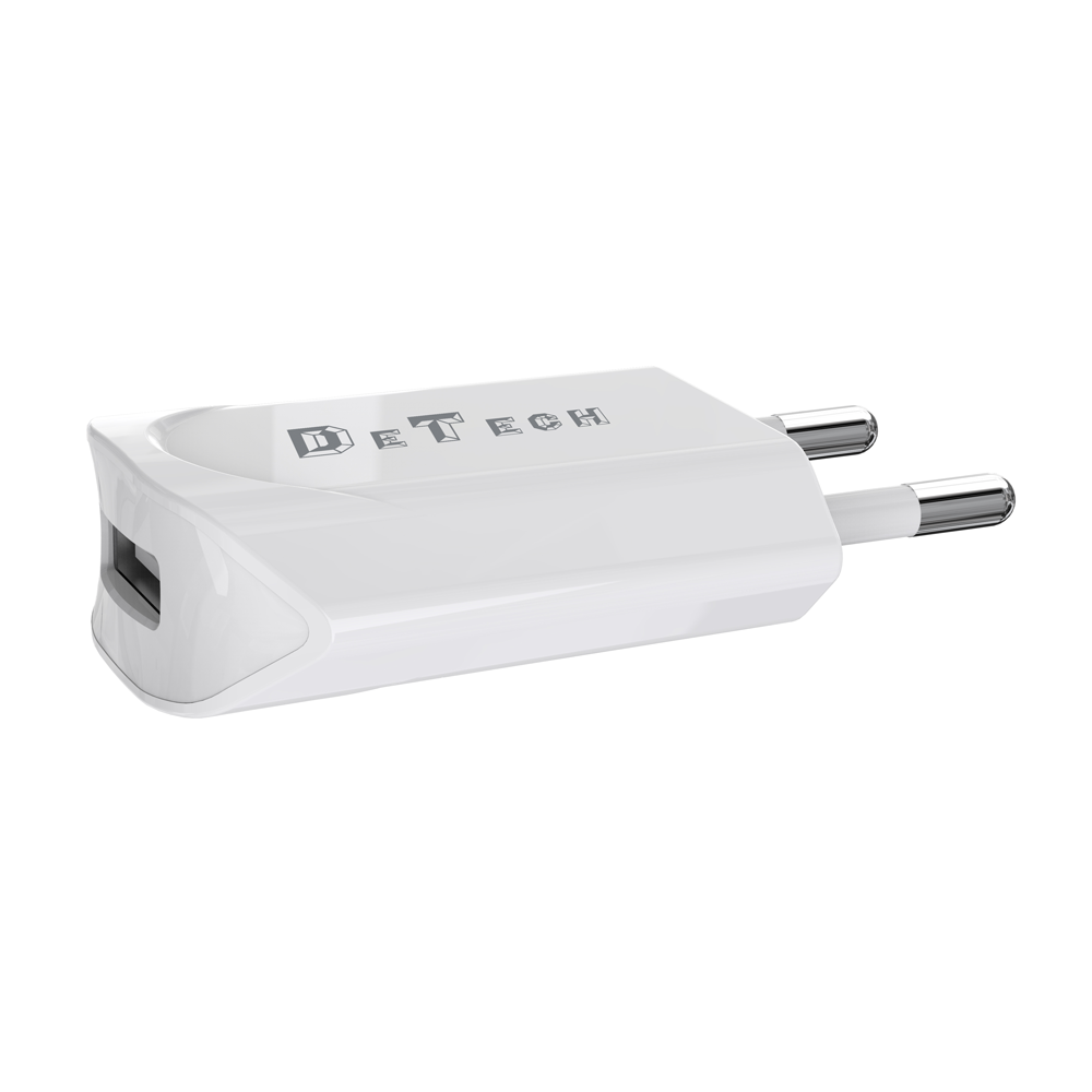 Мрежово зарядно устройство, DeTech, DE-11, 5V/1A 220V, 1 x USB, Бял - 14114