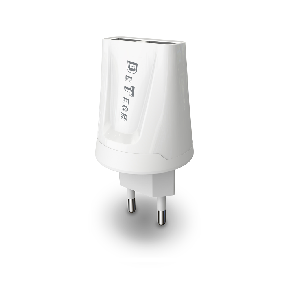 Мрежово зарядно устройство, DeTech, DE-01, 5V/2.1A 220V, 2 x USB, Бял - 14118