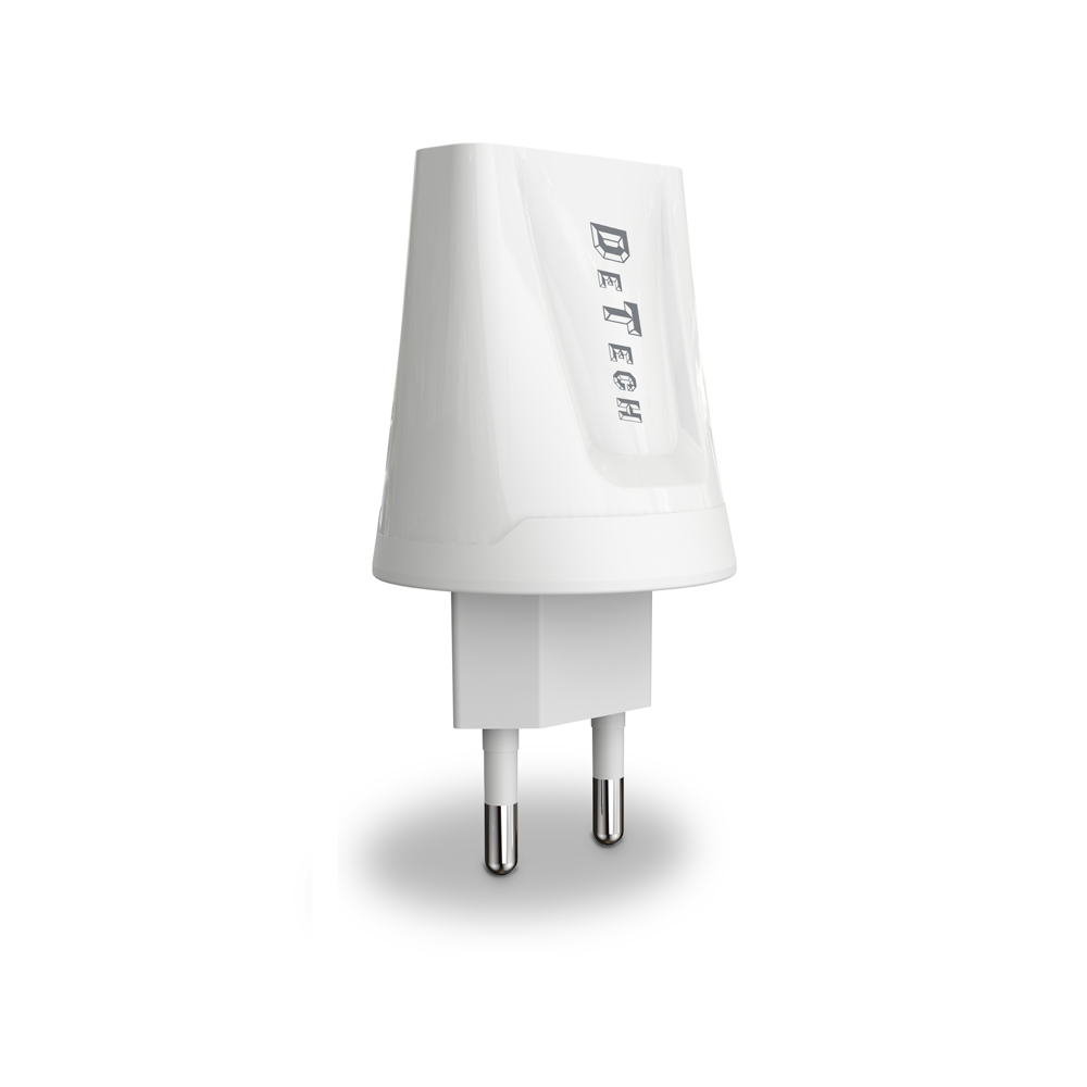 Мрежово зарядно устройство, DeTech, DE-01M, 5V/2.1A, 220V,2 x USB, С Micro USB кабел, 1.0m, Бял - 14119