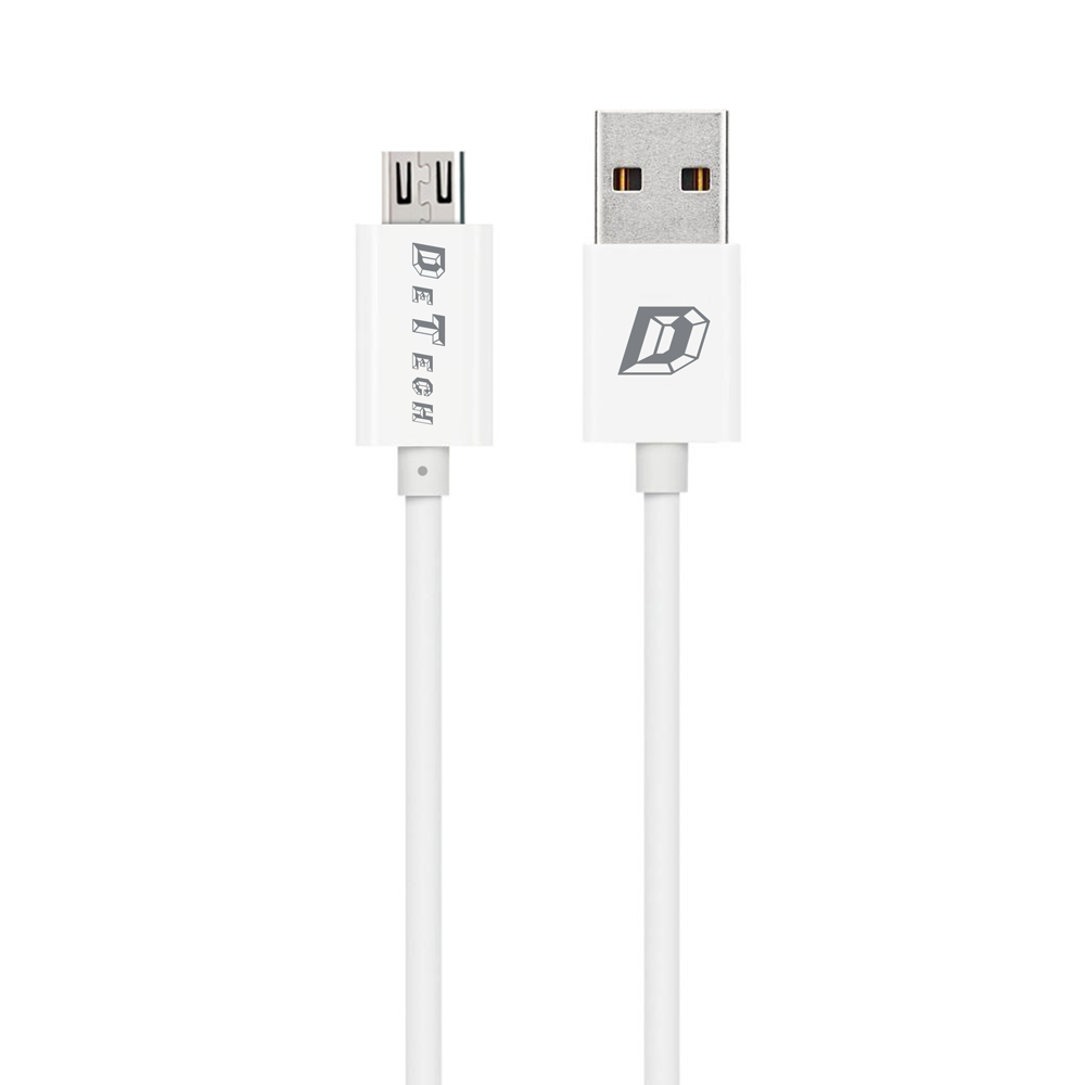 Мрежово зарядно устройство, DeTech, DE-01M, 5V/2.1A, 220V,2 x USB, С Micro USB кабел, 1.0m, Бял - 14119