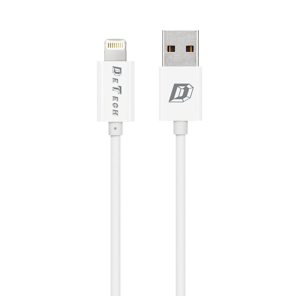Мрежово зарядно устройство, DeTech, DE-01i, 5V/2.1A, 220V,1 x USB, С Lightning кабел, 1.0m, Бял - 14120