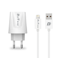 Мрежово зарядно устройство, DeTech, DE-01i, 5V/2.1A, 220V,1 x USB, С Lightning кабел, 1.0m, Бял - 14120