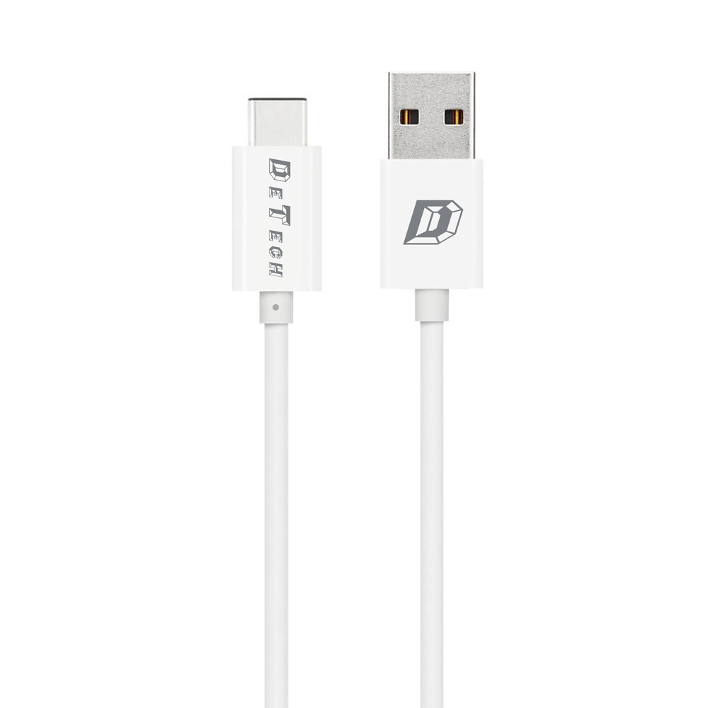 Мрежово зарядно устройство, DeTech, DE-28C, 5V/2.4A, 220V,1 x USB, С Type-C кабел, 1.0m, Бял - 14135
