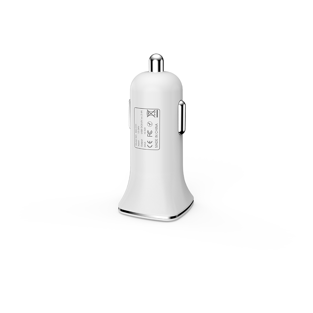 Зарядно устройство за кола DeTech, DE-C01C, 5V/2.4A, 12/24V, С Type-C кабел, 2 x USB, Бял - 14125