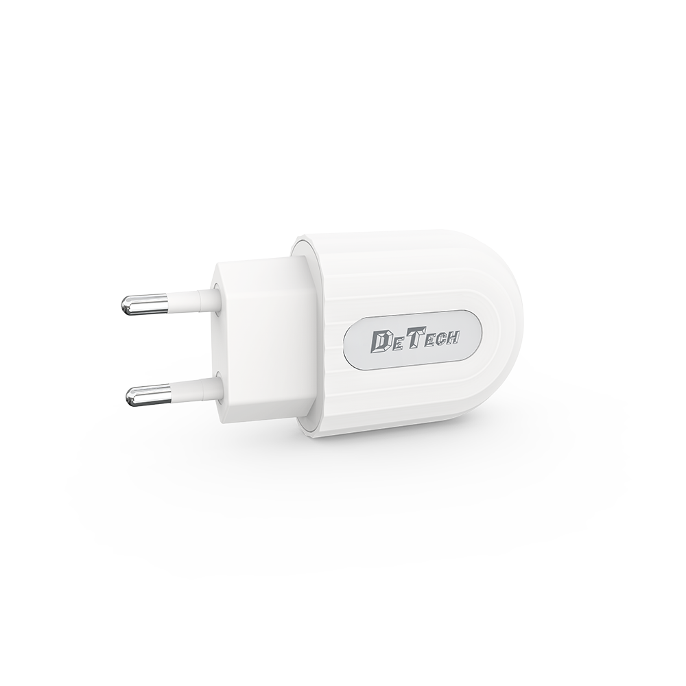 Мрежово зарядно устройство, DeTech, DE-28C, 5V/2.4A, 220V,1 x USB, С Type-C кабел, 1.0m, Бял - 14135