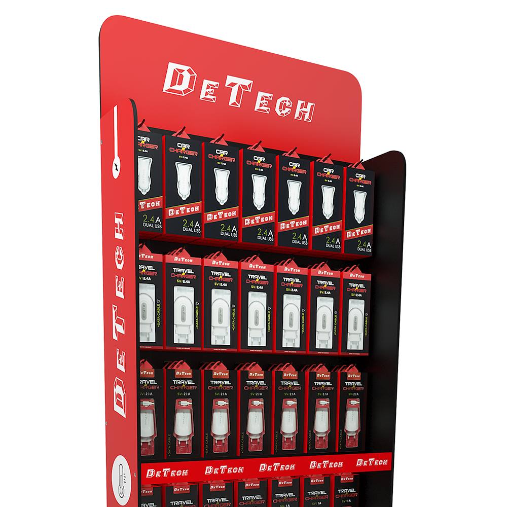 Подов стелаж DeTech DE-S01, 600x300x1800, Черен/Червен - 14144