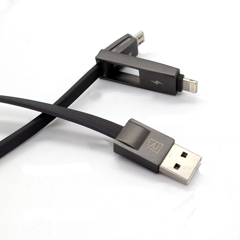 Кабел за данни 2 в 1, micro USB  Iphone Lighting, Remax Strive RC-042t, 1м, Черен - 14335