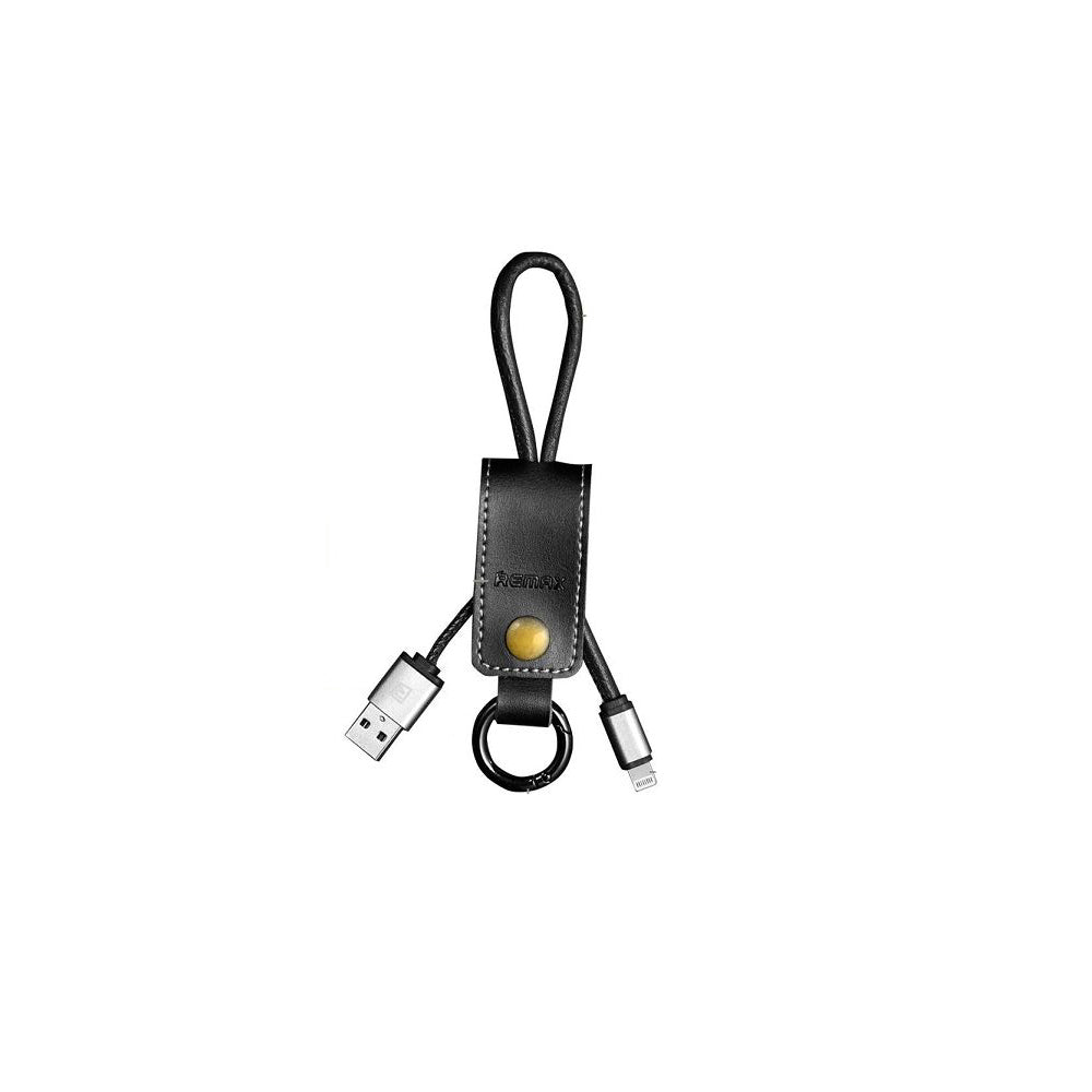 Кабел за данни iPhone Lighting, Remax Western RC-034i, Kлючодържател, естествена кожа, Черен - 14342