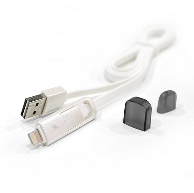 Кабел за данни 2 в 1 micro USB Iphone Lighting, Remax Transformers, 1м, Бял - 14363
