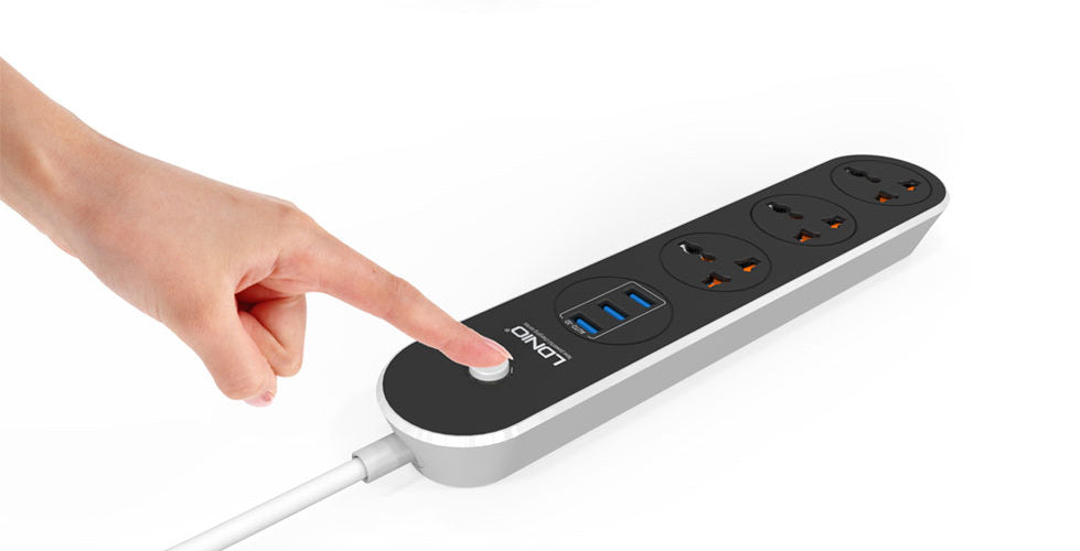 Разклонител шуко, LDNIO SC3301, с 3 гнезда и 3 USB изхода, 3.1А, 1,6м, Черен - 14364