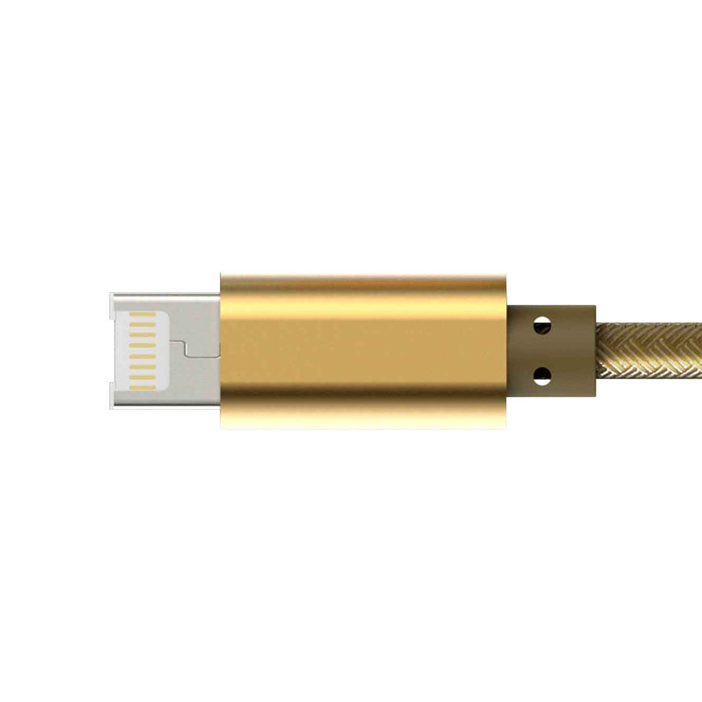 Кабел за данни, LDNIO, 2 в 1, Micro USB + Lightning (iPhone 5/6/7), С оплетка, Златист - 14490