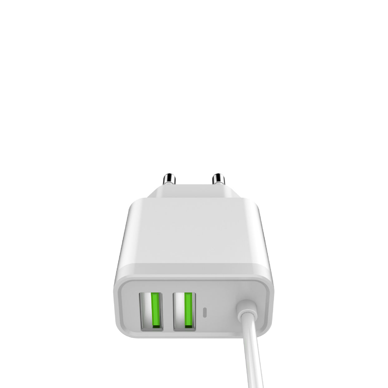 Мрежово зарядно устройство LDNIO A321, 5V 3.1A, 2 x USB, С кабел за iPhone 5/6/7SE, Бял - 14742