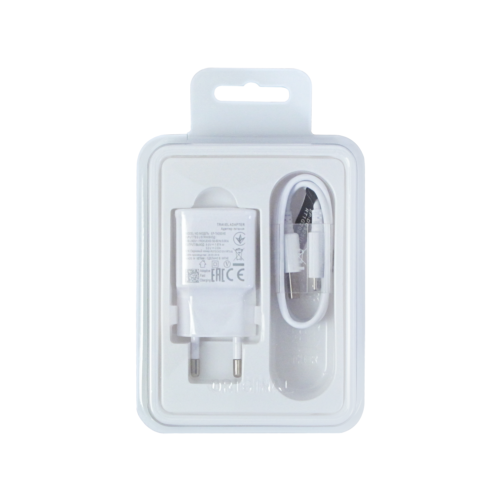 Мрежово зарядно устройство, No brand, Adaptive Fast Charging, 1 x USB, С Micro USB кабел, Бял - 14862