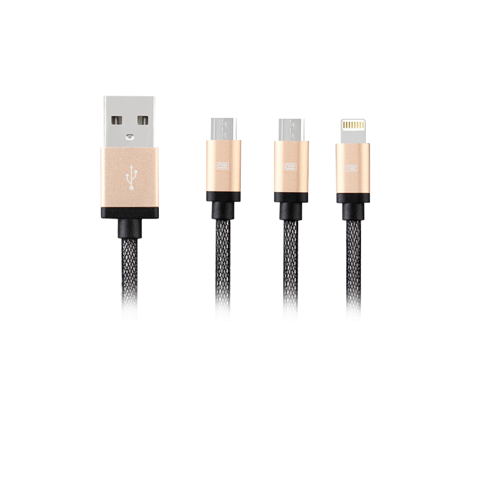 Кабел за данни, Earldom, 885, 3 в 1, Type-C + Micro USB + Lightning (iPhone 5/6/7/SE), 1.0m, Различни цветове - 14907