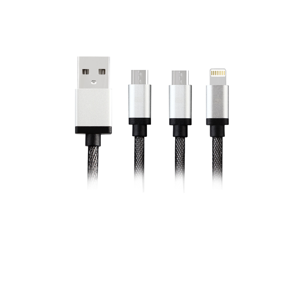 Кабел за данни, Earldom, 885, 3 в 1, Type-C + Micro USB + Lightning (iPhone 5/6/7/SE), 1.0m, Различни цветове - 14907