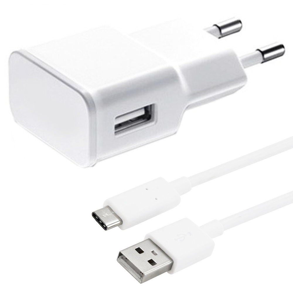 Мрежово зарядно устройство, No brand, 5V/1A, 220V,1 x USB, С Type-C кабел, Бял - 14963