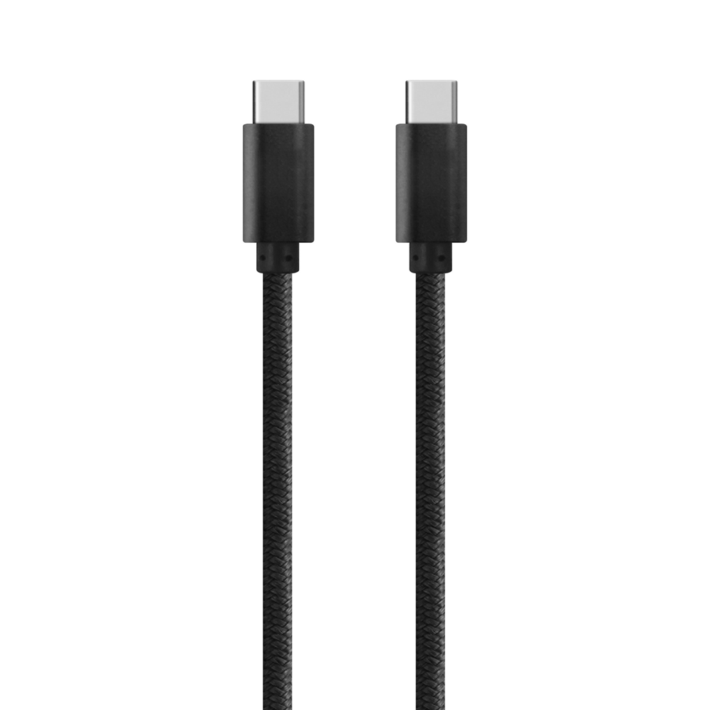 Кабел за данни DeTech, USB Type-C - USB Type-C 2.0, 1.0m, С оплетка, Черен - 14966