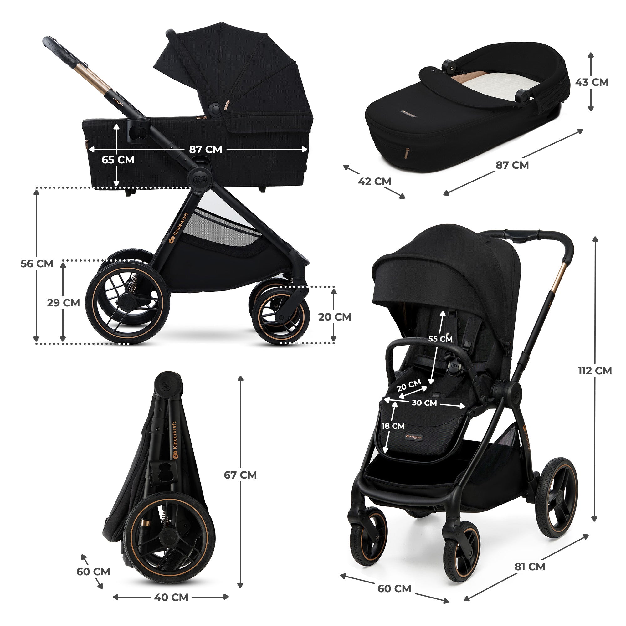 KinderKraft бебешка количка 2в1 NEA 2.0 MIDNIGHT BLACK - снимка 10