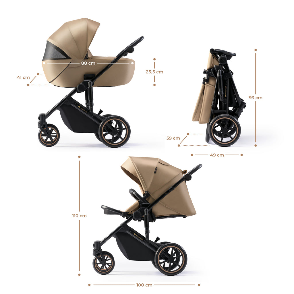 Kinderkraft Prime 2 бебешка количка 2в1 SANDROSE BEIGE - снимка 3