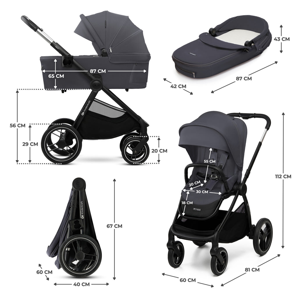KinderKraft бебешка количка 2в1 NEA 2.0 DEEP GREY - снимка 4
