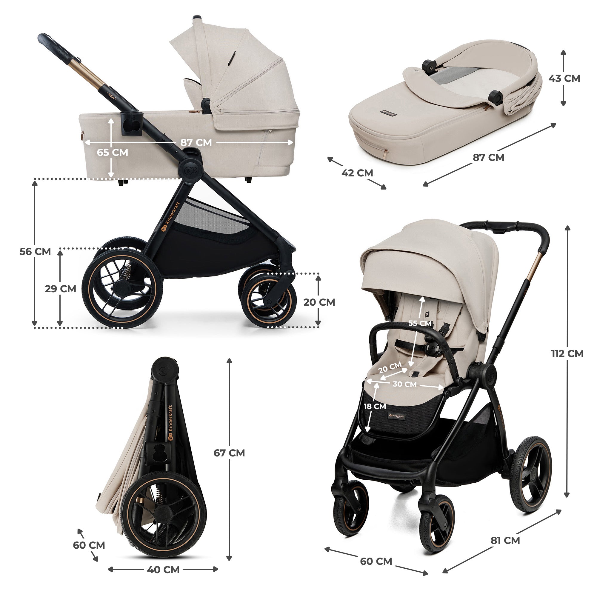 KinderKraft бебешка количка 2в1 NEA 2.0 SOFT BEIGE - снимка 10