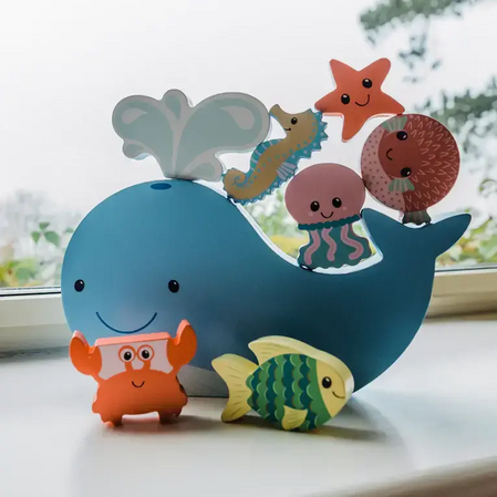 Дървена игра за балансиране, морски животни - снимка 3