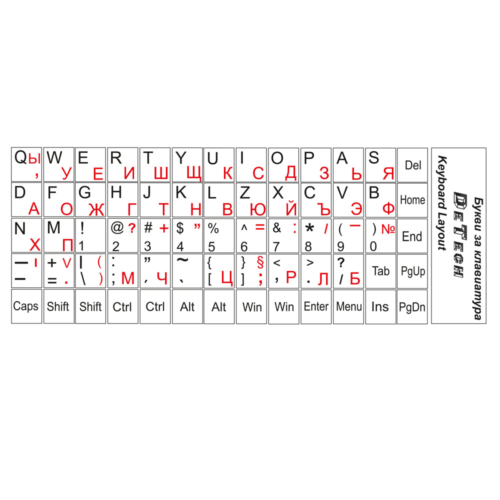 Букви за клавиатура DeTech,Кирилица и латиница, Бял - 17044