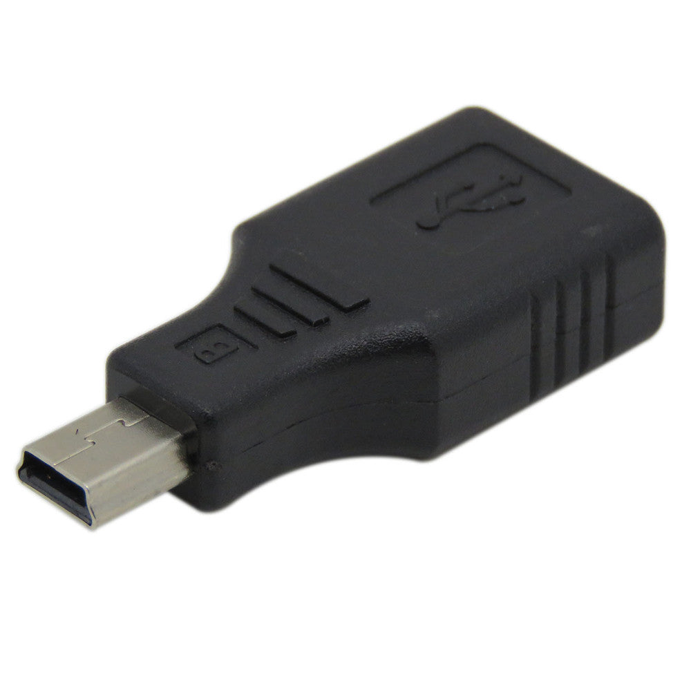 Преходник DeTech USB F към Mini USB 5P M, Черен - 17133