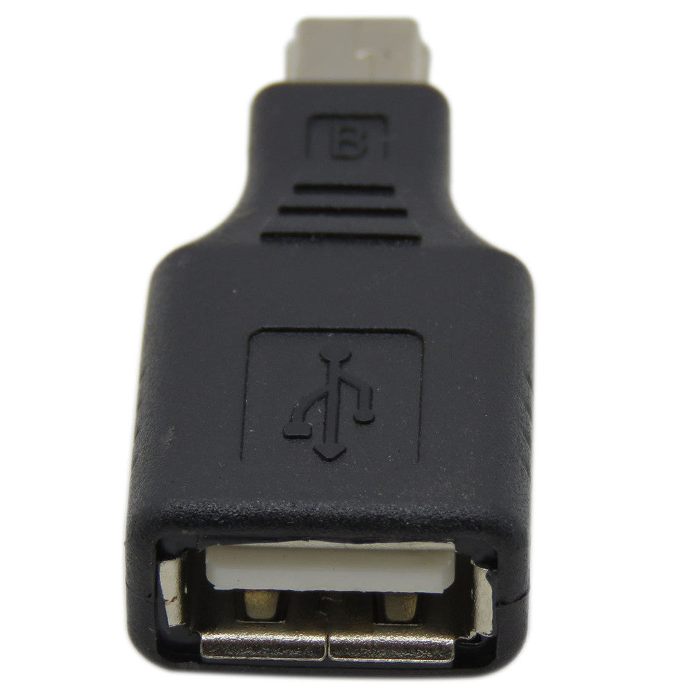 Преходник DeTech USB F към Mini USB 5P M, Черен - 17133