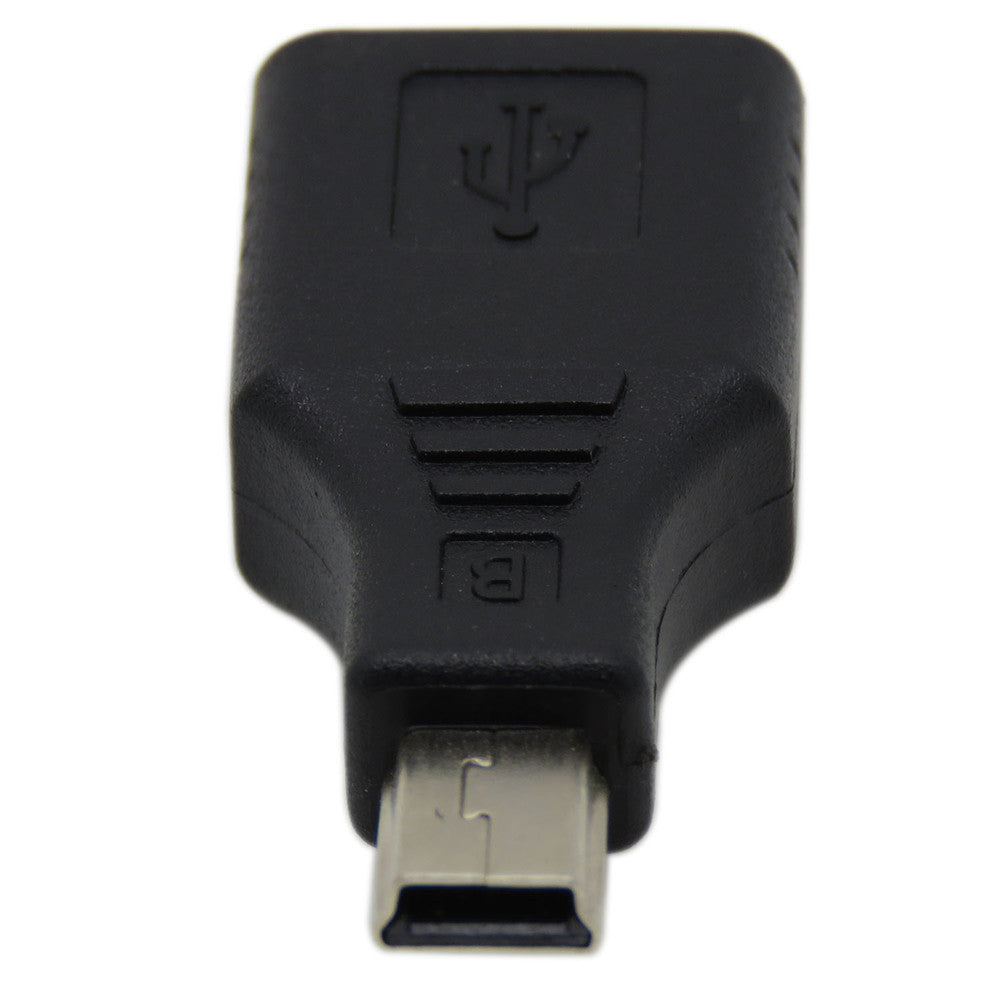 Преходник DeTech USB F към Mini USB 5P M, Черен - 17133