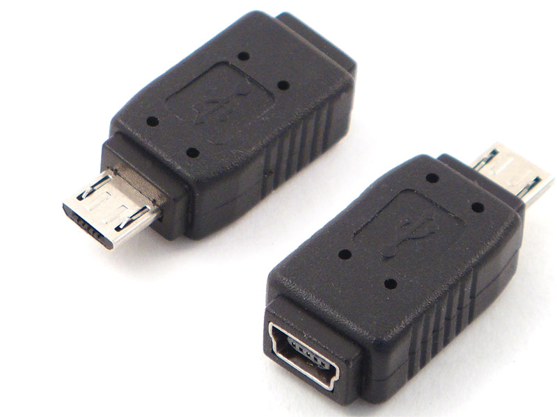 Преходник DeTech Micro USB M към Mini USB F, Черен - 17134