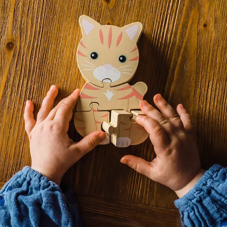 Дървен пъзел, коте - снимка 3