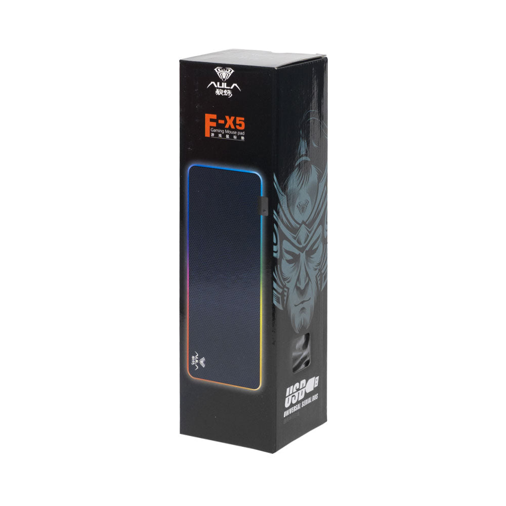 Геймърска подложка за мишка Aula F-X5, RGB подсветка, 800x300, Черен - 17526