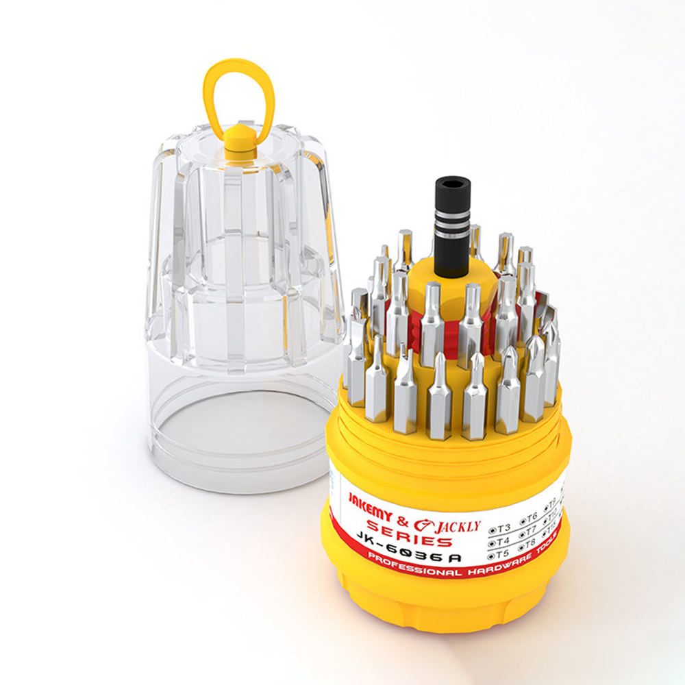 Комплект отвертка и накрайници Jakemy JK-6036-A, 31 Части, CR-V, Жълт - 17628