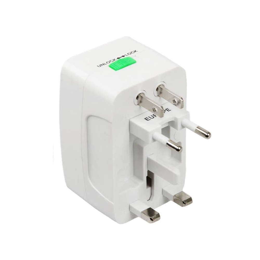 Универсален преходник - зарядно No brand, 2xUSB, 1.0A, EU/US/UK/AU към EU/US/UK/AU, 220V, Бял - 17708