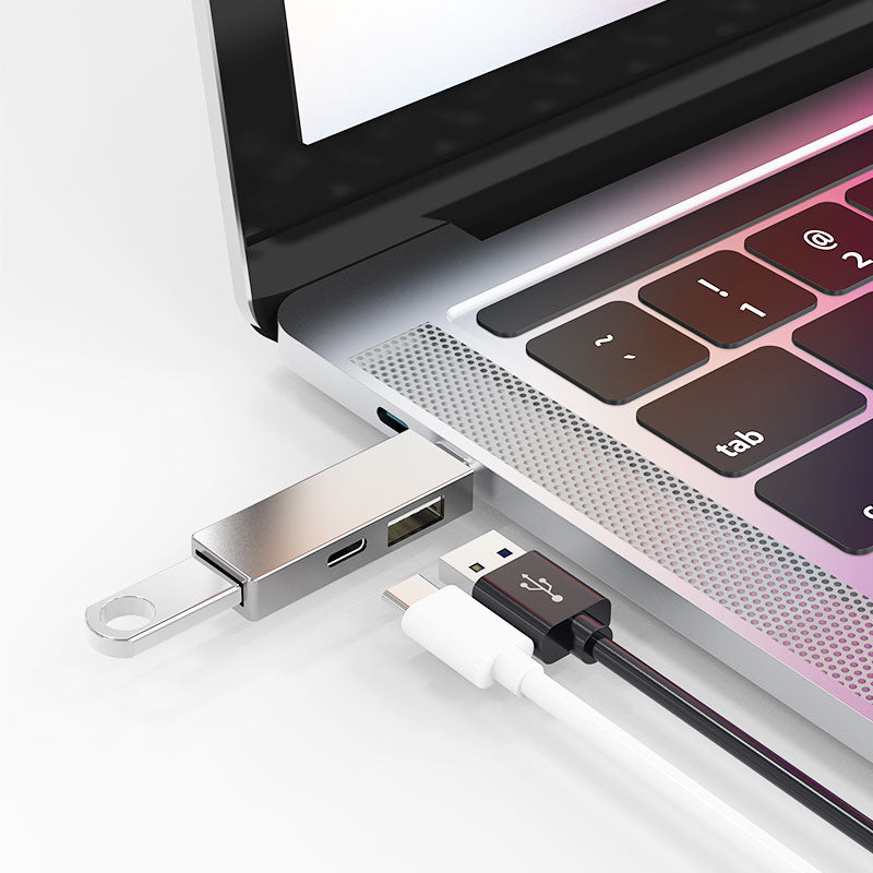 USB хъб WiWu T02 Pro, Type-C, 3 Порта, USB 3.0, Сив - 17755