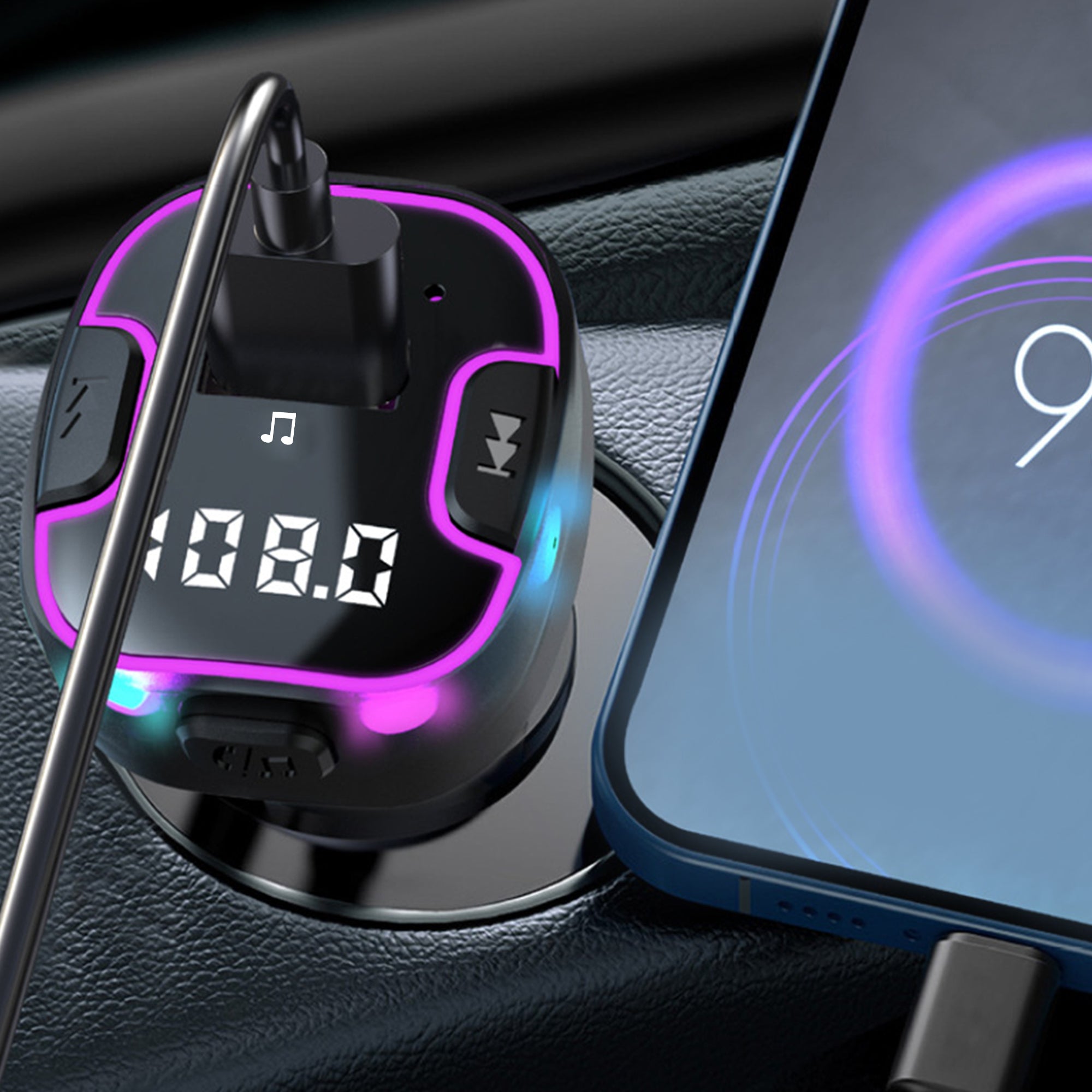FM Трансмитер Earldom ET-M99, Bluetooth, USB, Type-C, QC, 3.1A, Черен - 17767