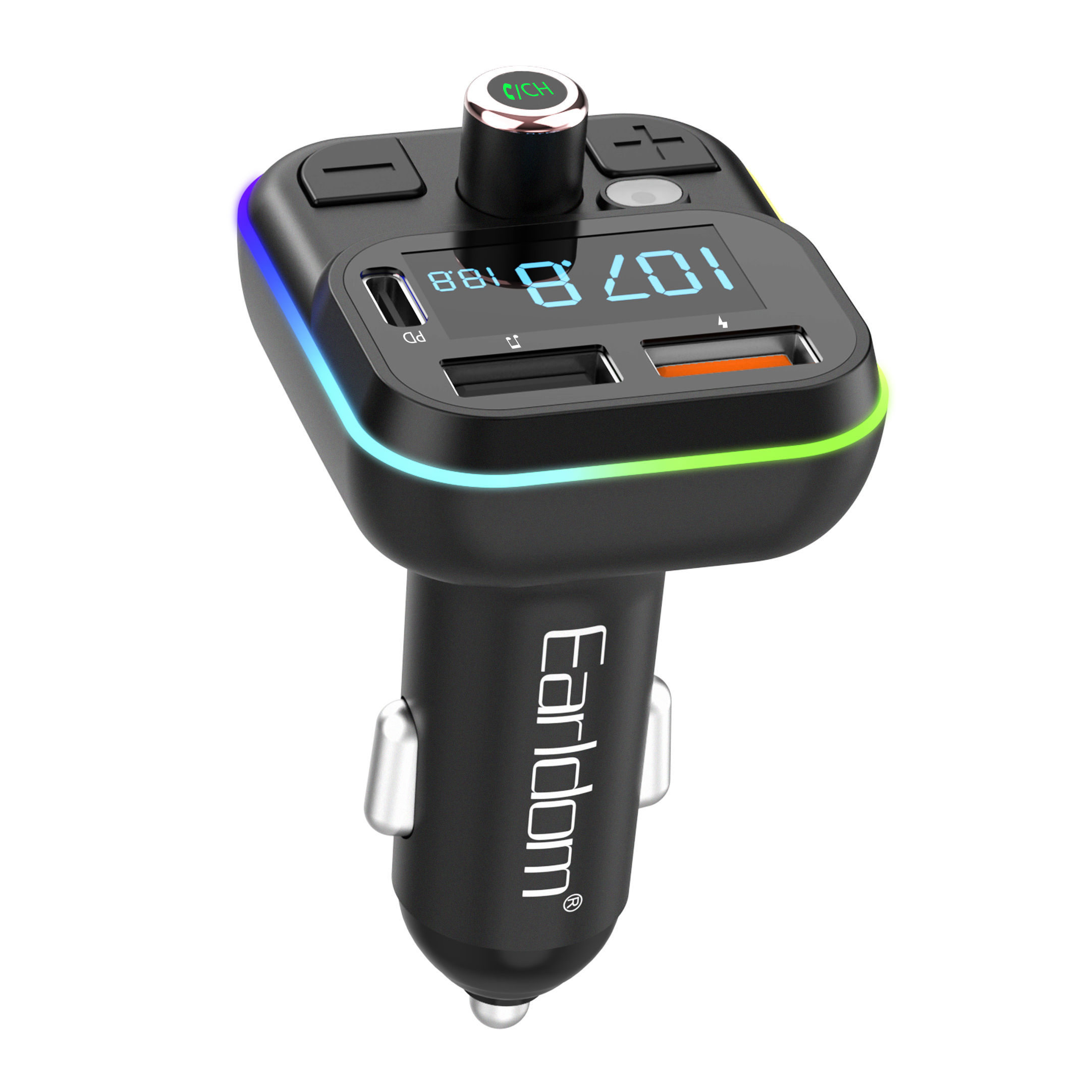 FM Трансмитер Earldom ET-M86, Bluetooth, USB, Type-C, PD, 3.1A, Черен - 17771