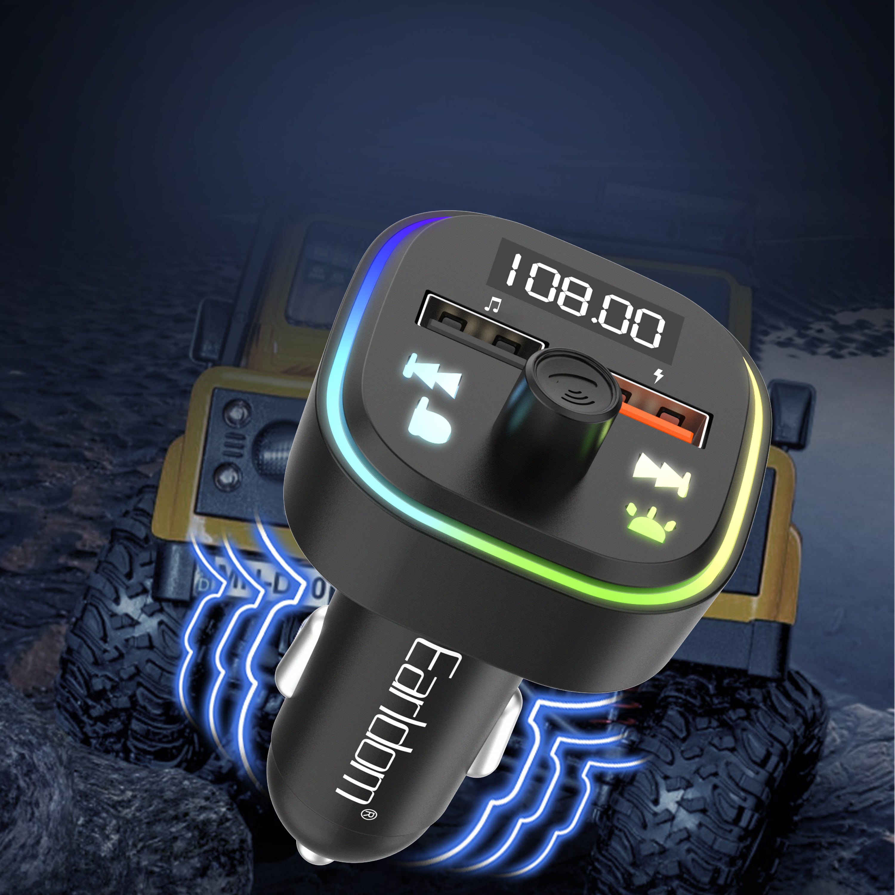 FM Трансмитер Earldom ET-M85, Bluetooth, USB, 3.1A, Черен - 17772