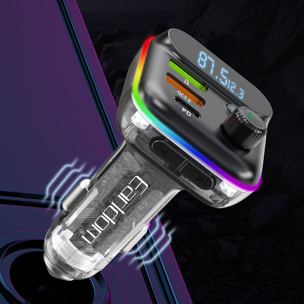 FM Трансмитер Earldom ET-M80, Bluetooth, Micro SD, USB, Type-C, PD, QC, Черен - 17774