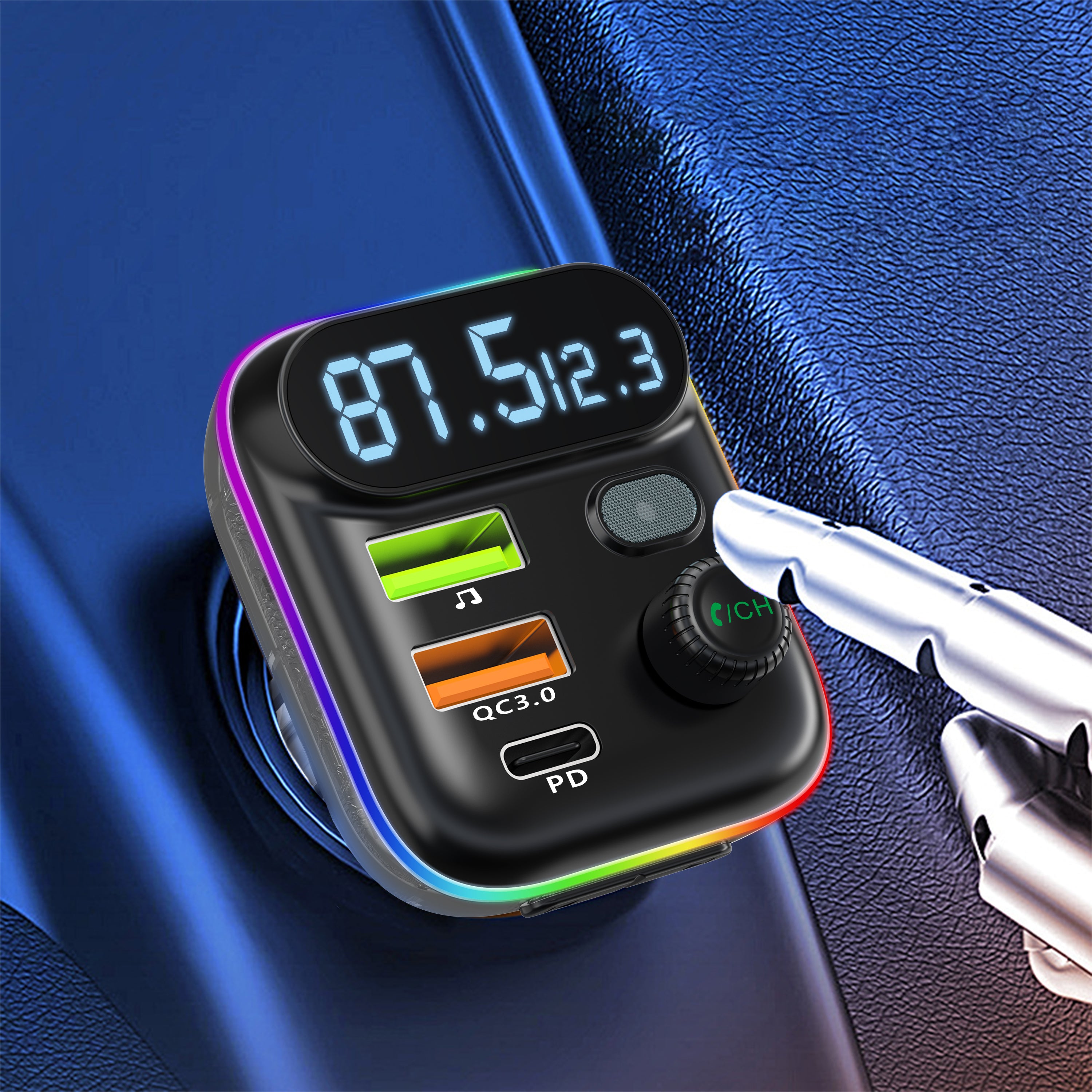 FM Трансмитер Earldom ET-M80, Bluetooth, Micro SD, USB, Type-C, PD, QC, Черен - 17774