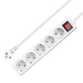 Удължител No brand, 5 гнезда, 250V, 16A, Кабел, 3m, С ключ, Бял - 17881