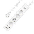 Удължител No brand, 4 гнезда, 250V, 16A, Кабел, 1.5m, 4 x USB F, С ключ, Бял - 17887