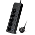 Удължител No brand, 4 гнезда, 250V, 10A, Кабел, 1.8м., 2 x USB-F, 2 x USB-C, С ключ, Бял - 17965