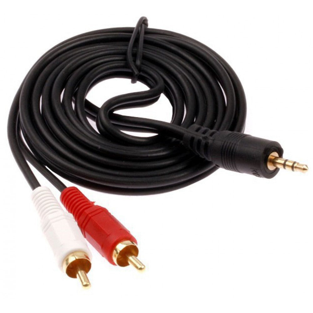 Аудио кабел DeTech 3.5 - 2RCA ,High Quality, 3m -18074