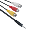 Аудио кабел DeTech 3.5 - 3RCA F,  25см  - 18216
