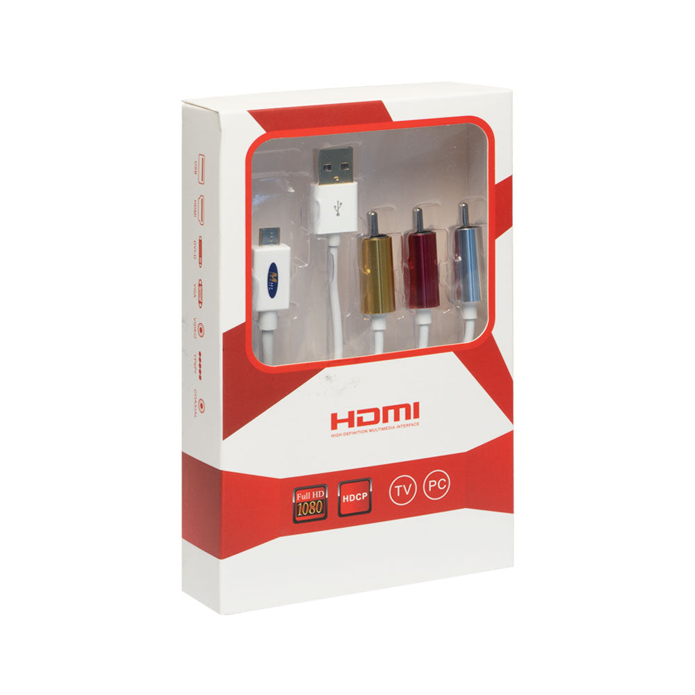 Кабел MHL (micro USB) - AV 3RCA, USB, No brand, 1.8m - 18231