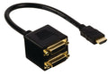 Преходник DeTech HDMI към 2 F DVI 24+1, Черен - 18250