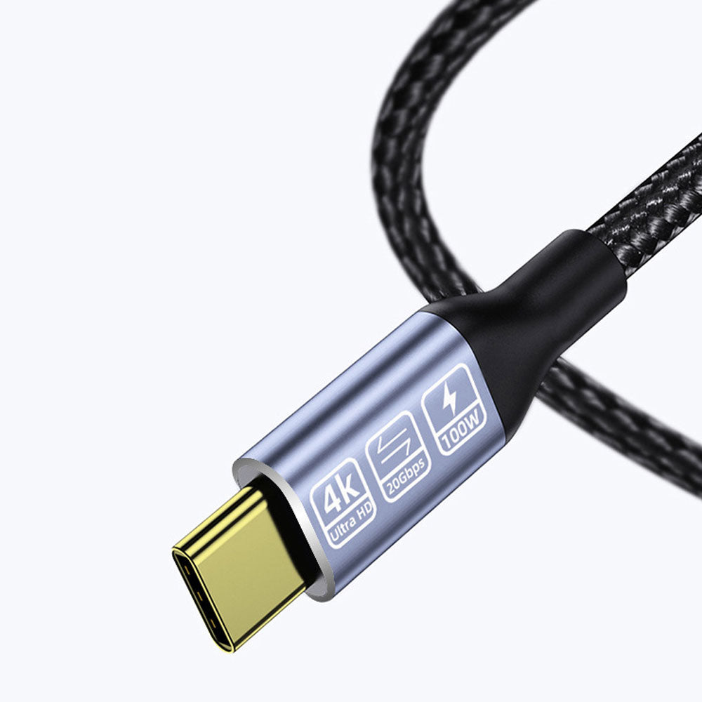 Кабел DeTech, Type-C - Type-C, 100W, 4K, 20GB/s, PD, 2.0m, Черен - 18383