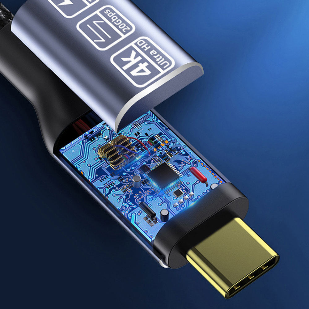 Кабел DeTech, Type-C - Type-C, 100W, 4K, 20GB/s, PD, 2.0m, Черен - 18383